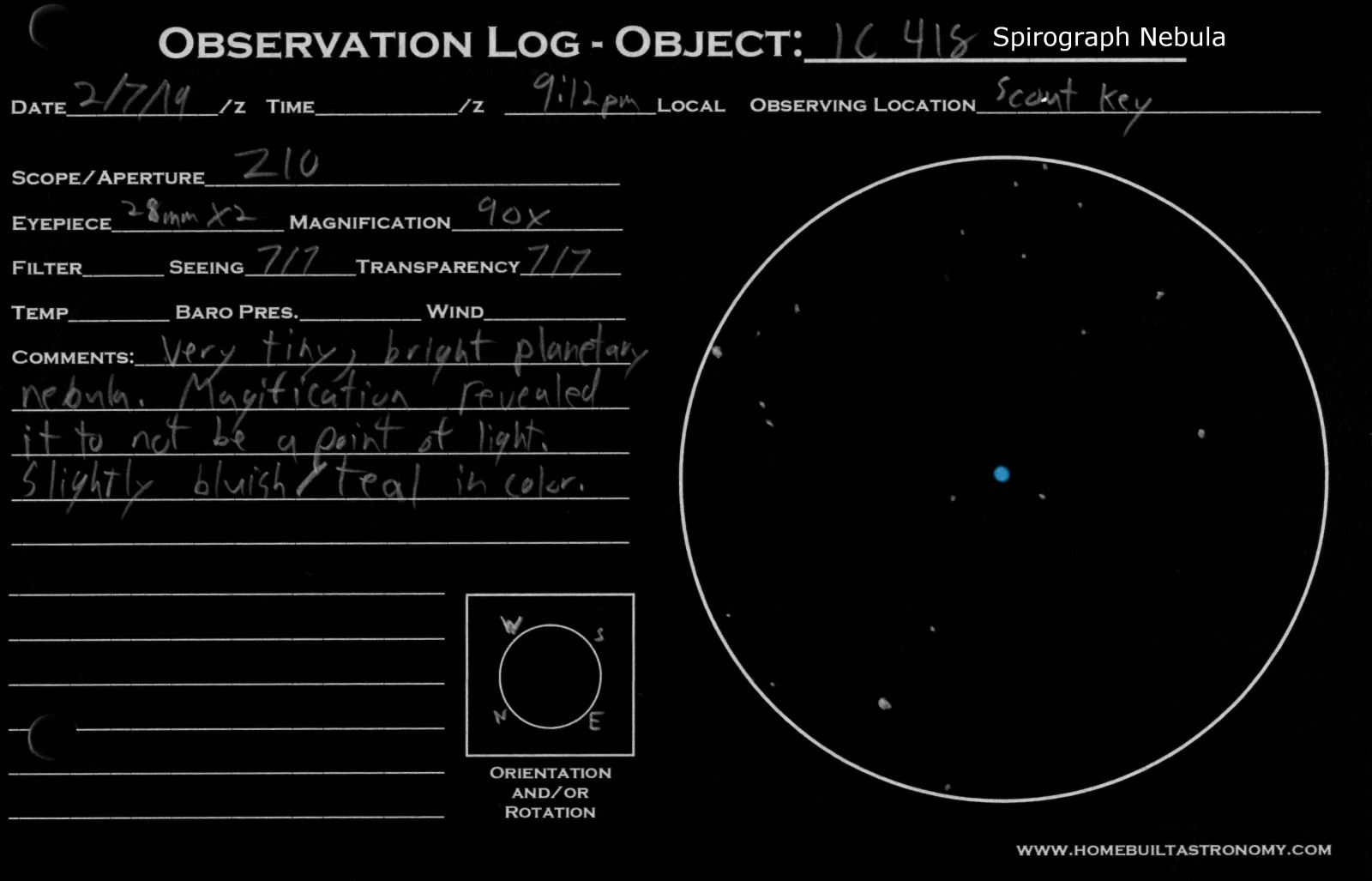 Spirograph Nebula IC 418