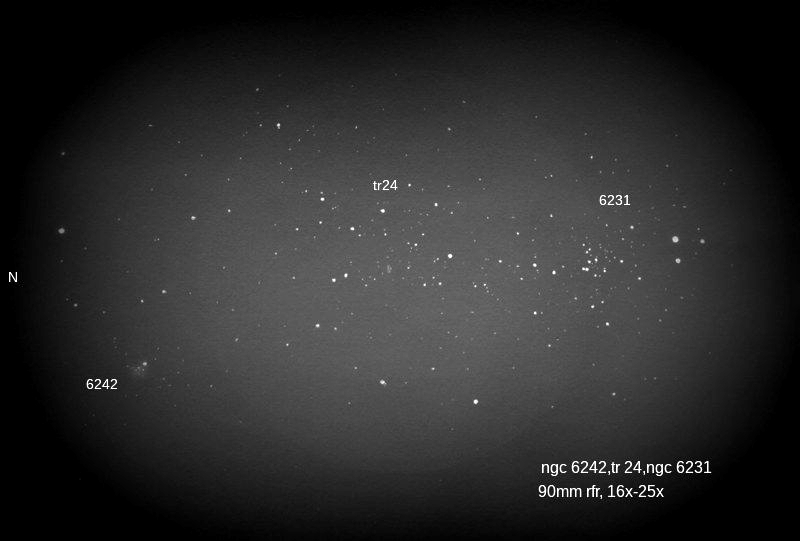 ngc 6242,trumpler 24 and ngc 6231 with the 90mm
