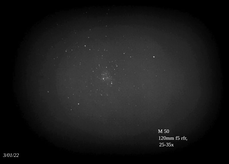Messier 50 w/120mm rfr  3/1/22