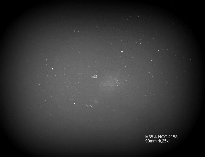 M35 & NGC 2158 w/90mm rfr