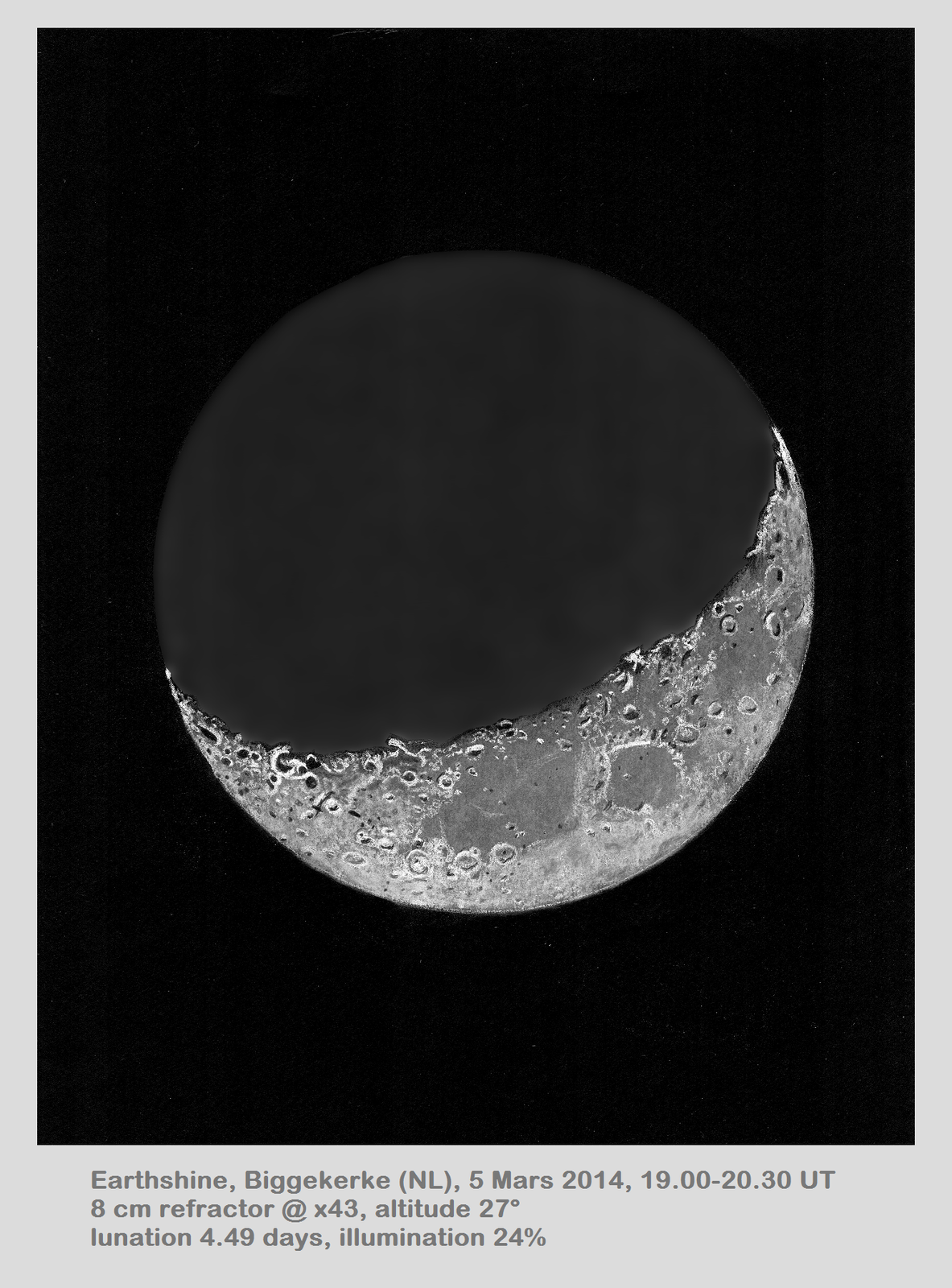 Lunar 002: Earthshine (twice reflected sunlight)