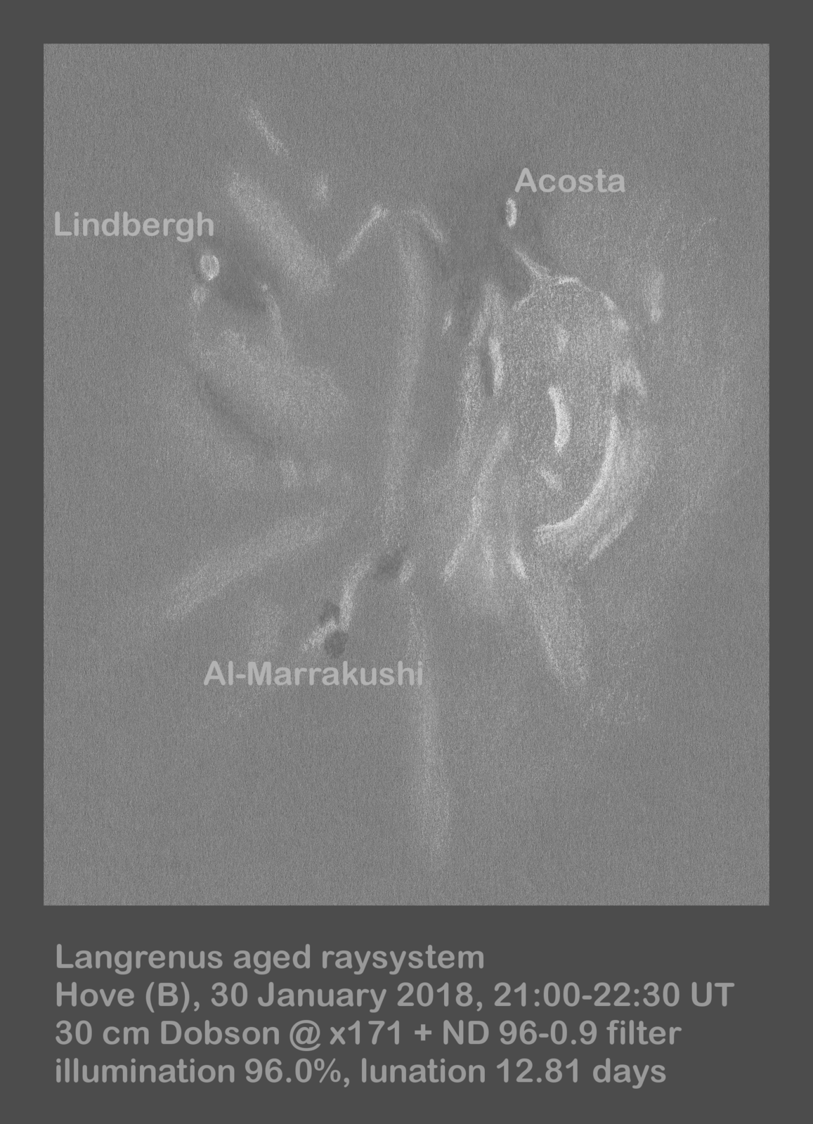 Lunar 085: Langrenus rays (aged ray system)