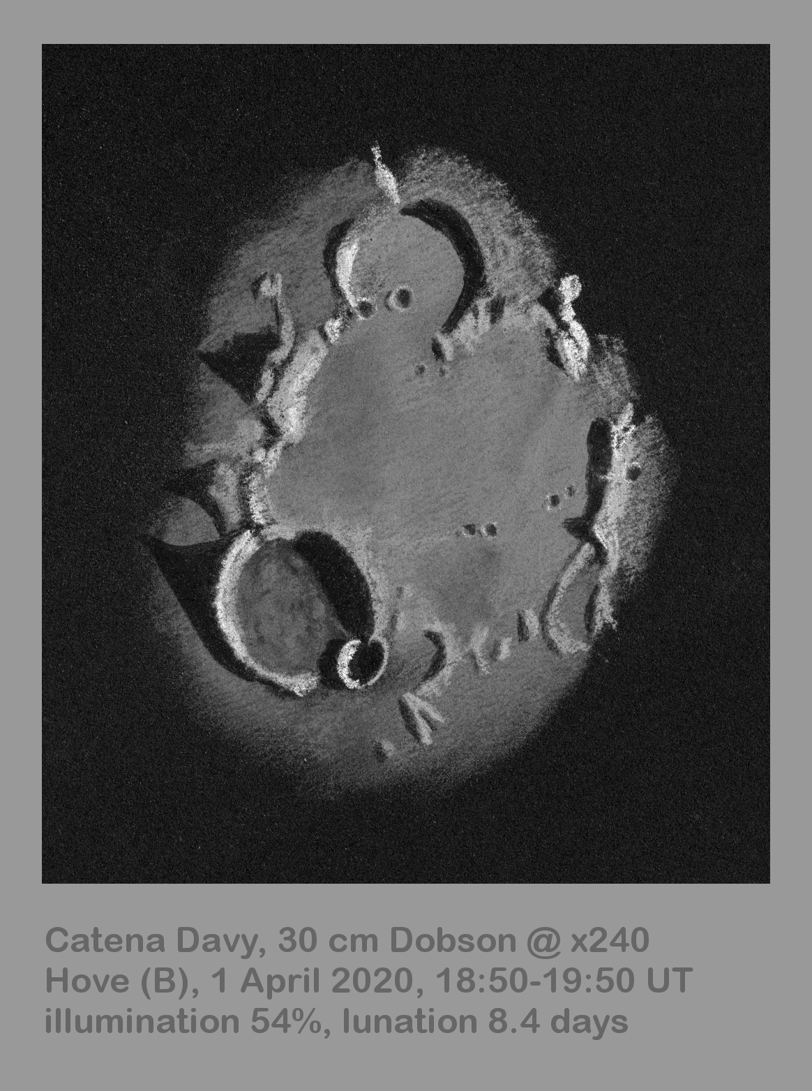 Lunar 051: Catena Davy (result of comet-fragment impacts)
