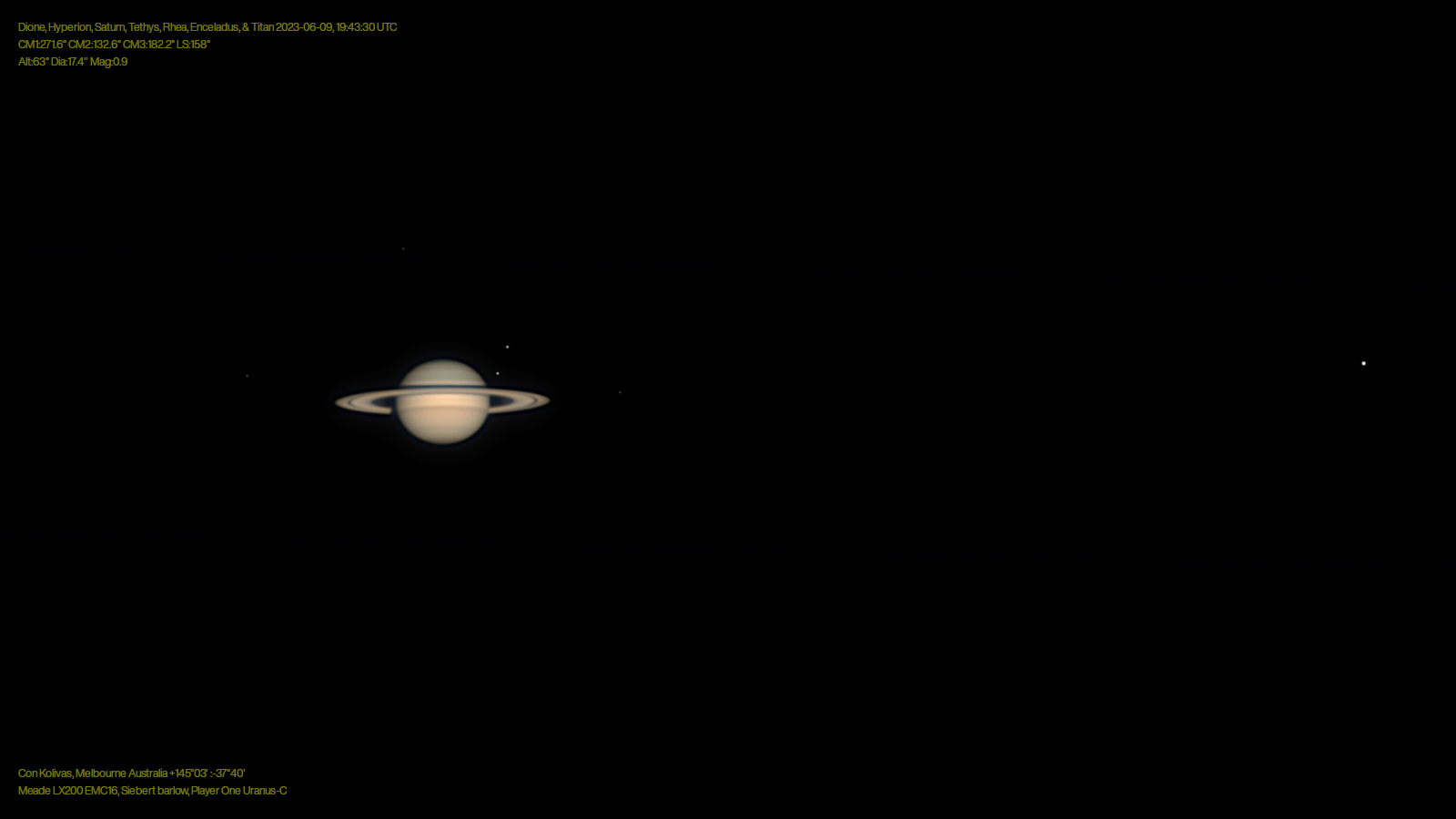 Saturn, 6 moons, IR, CH4 2023-06-09 UTC - Major & Minor Planetary ...