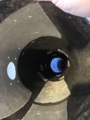 Tube with fiberglass patches tacked on
