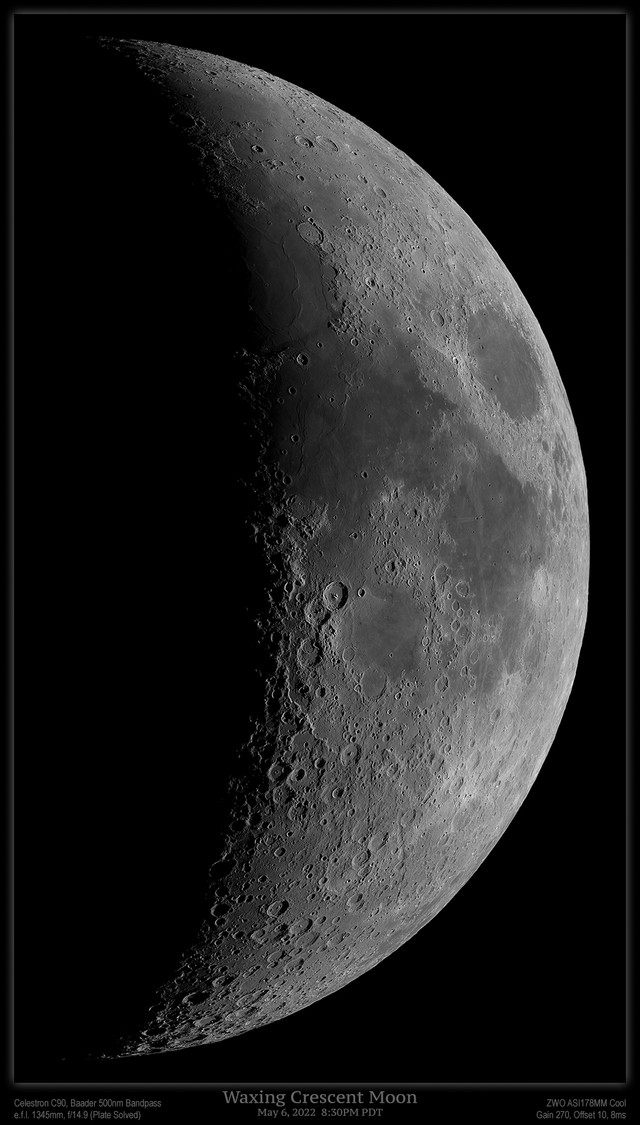 Waxing Crescent Moon with Celestron C90 And ZWO ASI178MM Cool (small)