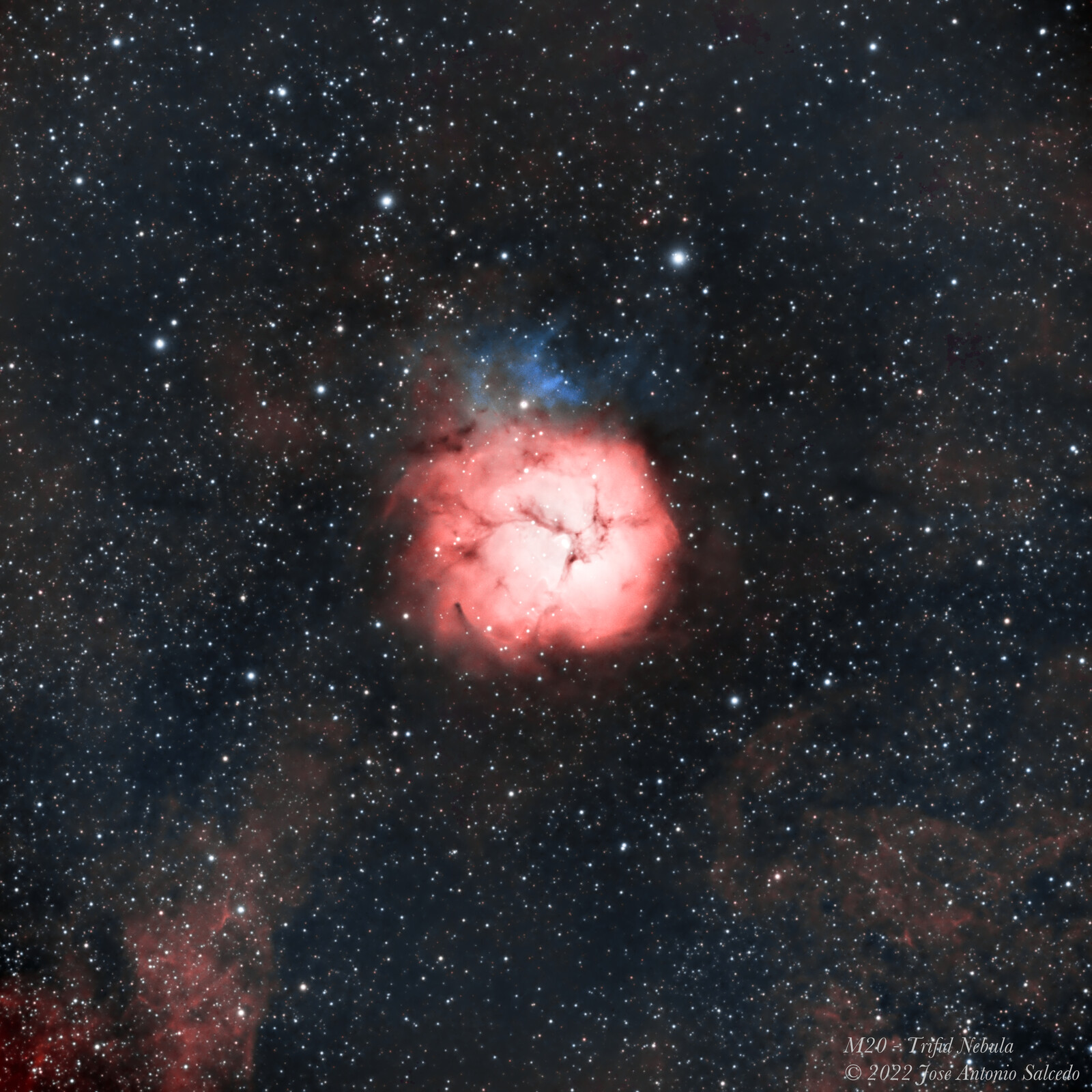 M2, Trifid Nebula, in HOO