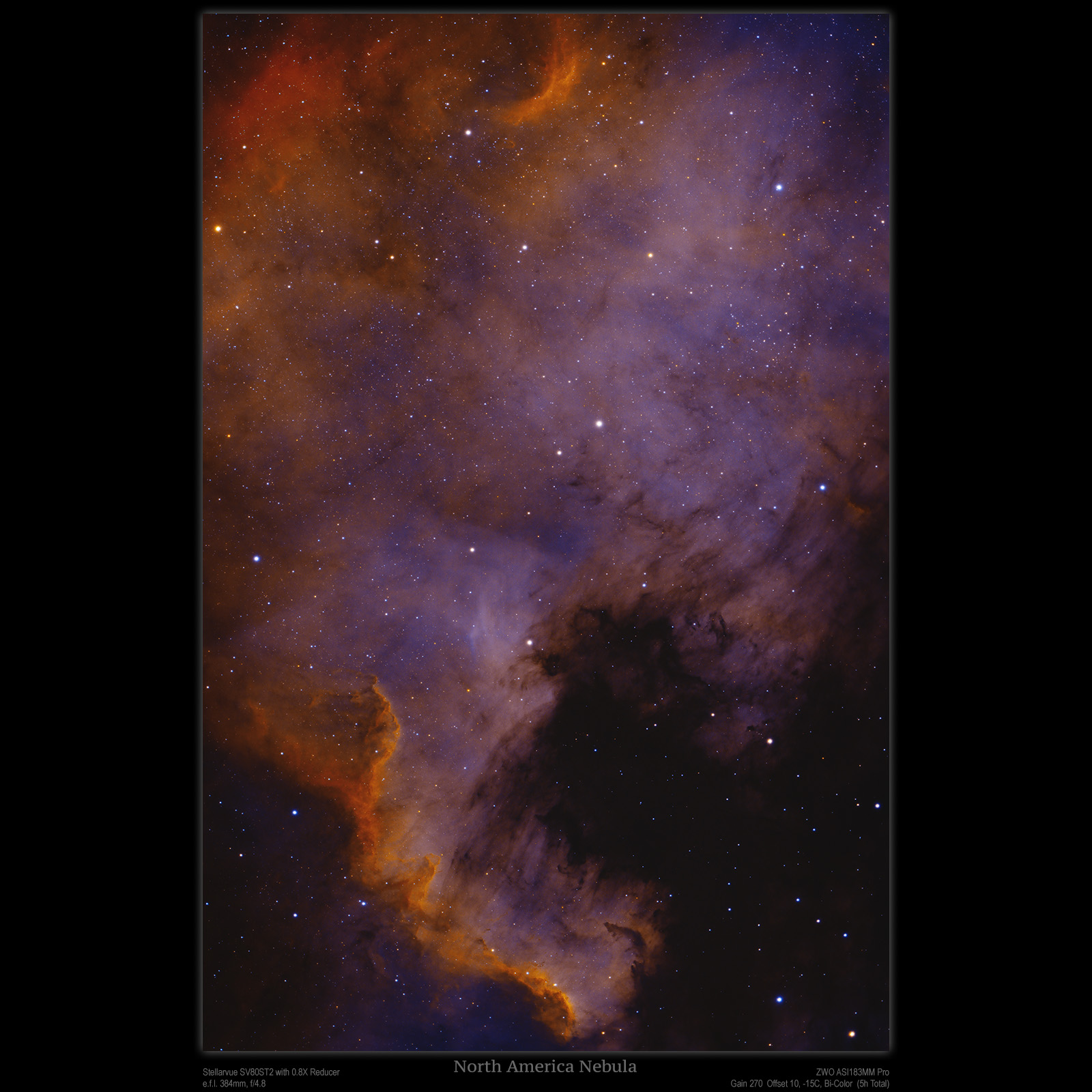 North America Nebula with SV80ST2 And ASI183MM (small with border)