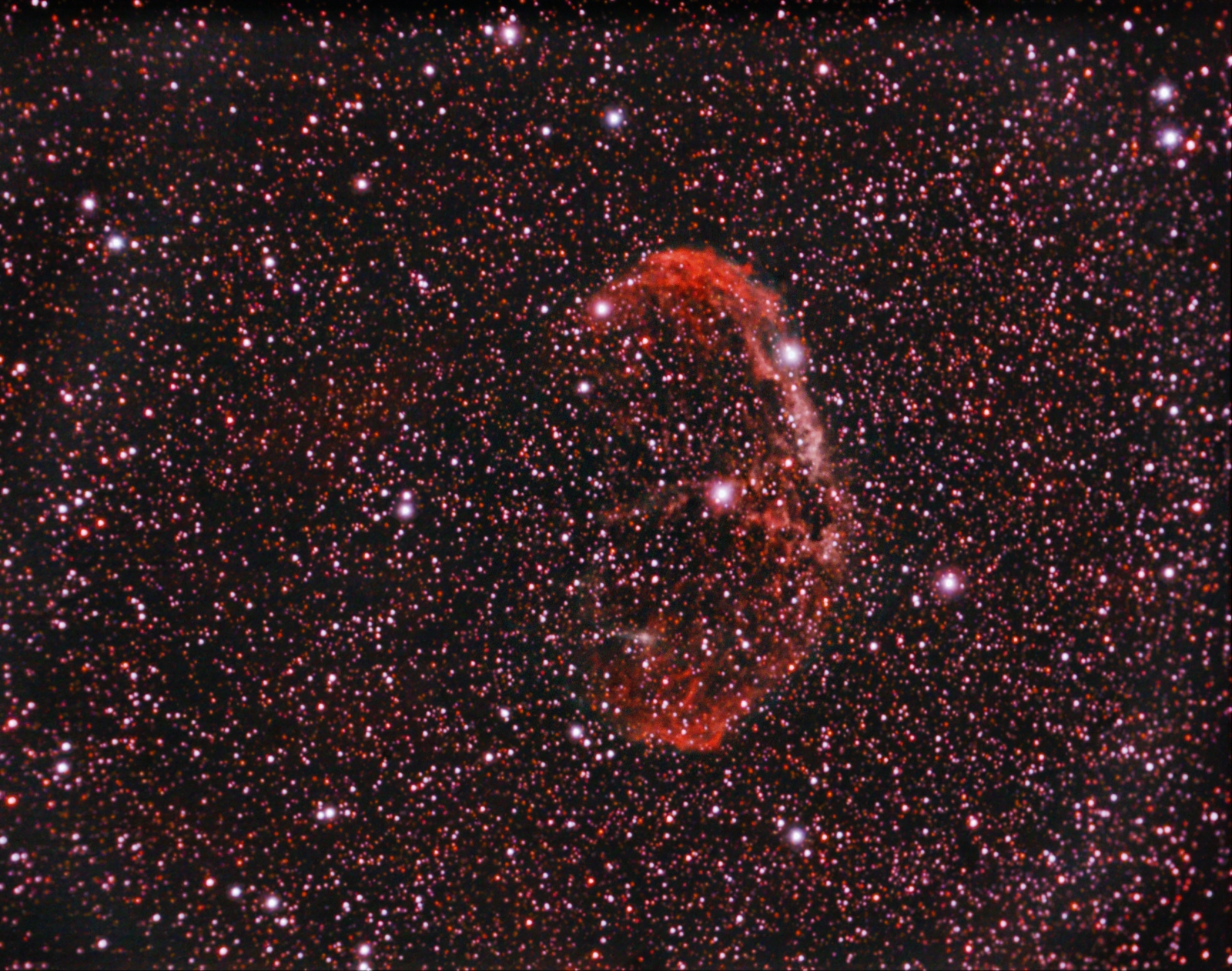 crescent nebula NGC 6888 from May 25th, 2015; C9.25 at 1500mm, total 245min; mod. Canon 1100d;