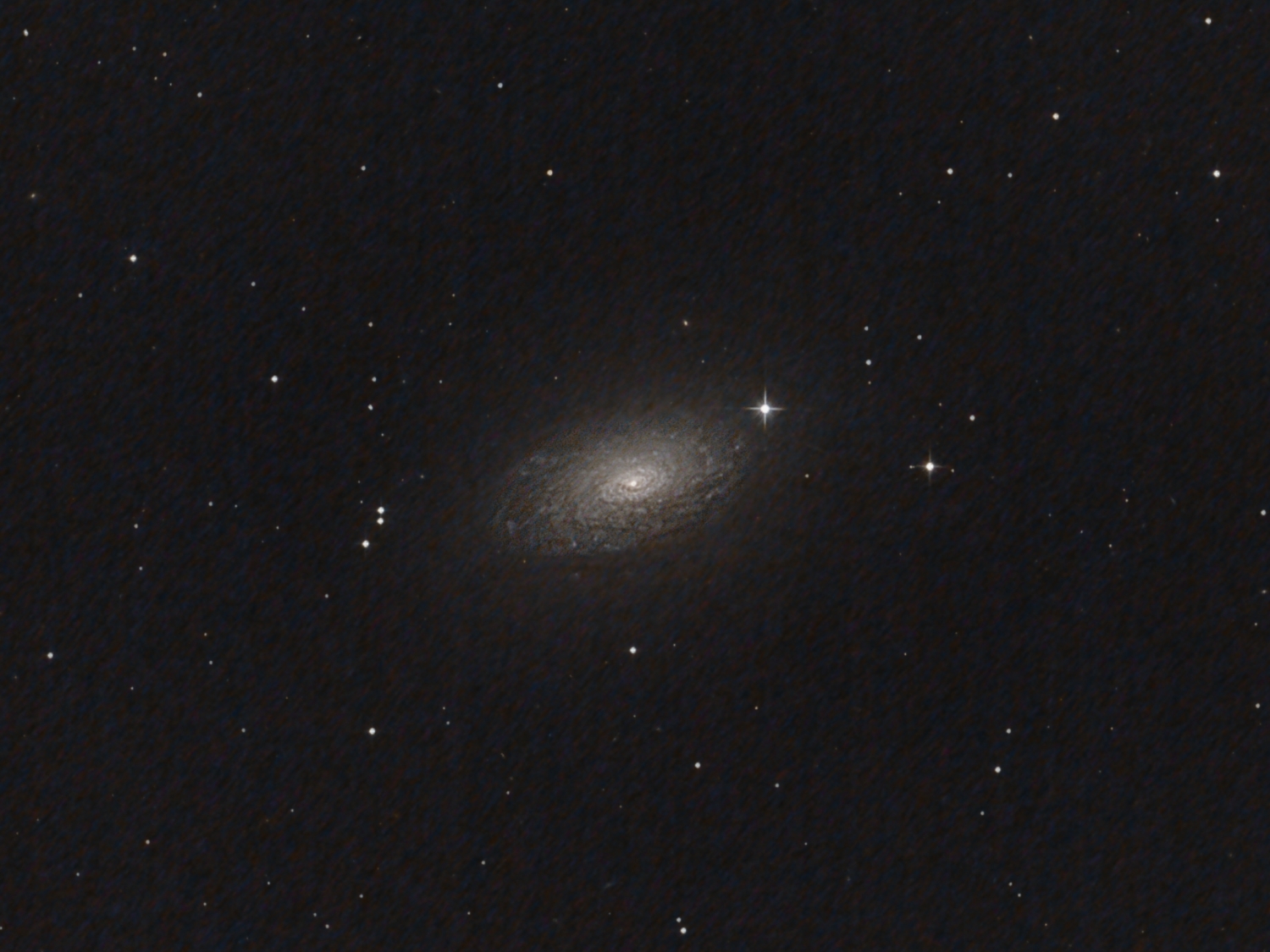 galaxy M63 from April 27th, 2022; 8" f/4 newtonian; mod. Canon 600d;  total 2h 47min in 32s subs; bad result! cann't postprocess this galaxy, lol; maybe the sky ...