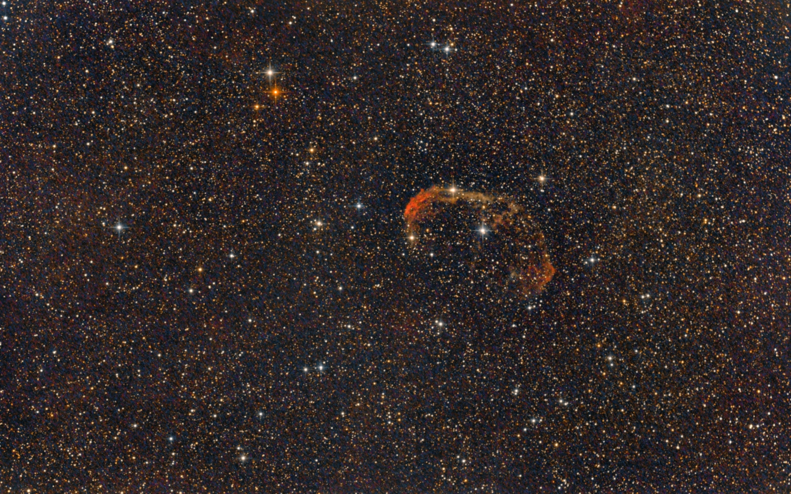 crescent nebula NGC 6888 from July 30th, 2019; only 47x30 sec; 8" f/4 newtonian; mod. Canon 77d; uv_ir filter: