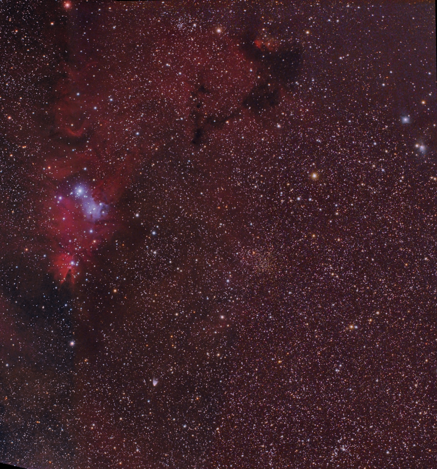 NGC2264 trümpler 5 widefield; sum from 2016 + 2021; 80mm APO at 384mm; mod. Canon 77d;