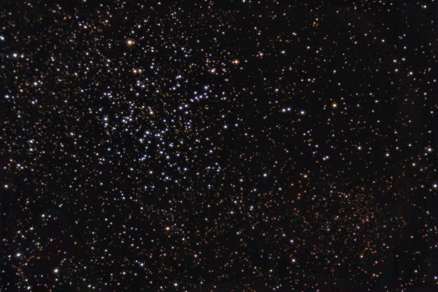 cluster M38 in auriga from January 7th, 2016; 7x10min with C9.25 at 1525mm; mod. Canon 1100d;