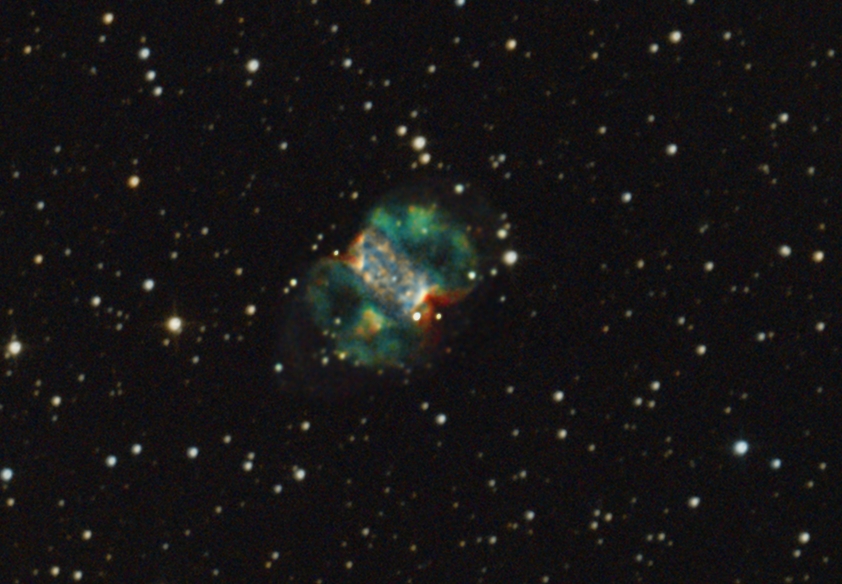 PN M76 from September 5th, 2021; 308x20s Baader-Skyglow-filter; 266x20sec nebula-filter; 8" f/4 newtonian, Canon 77d;