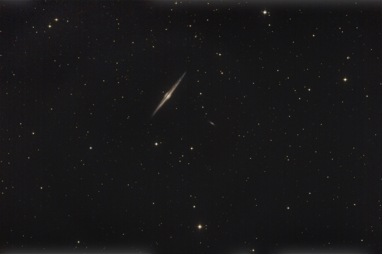 galaxy NGC 4565 from April 19th, 2022; 8" f/4 newtonian; mod. Canon 600d; 70x2min; uv_ir filter; full field; bortle 7-8;