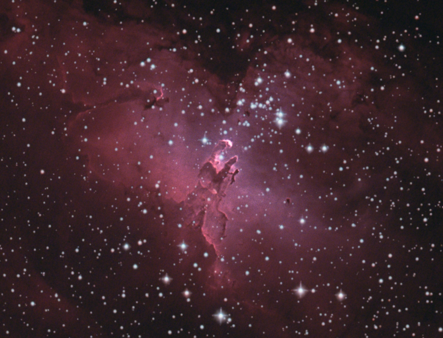 E-nebula M16 from June 3rd, 2022; 29x3min; 8" f/4 newtonian and mod. Canon 600d; Optolong l-enhance filter;