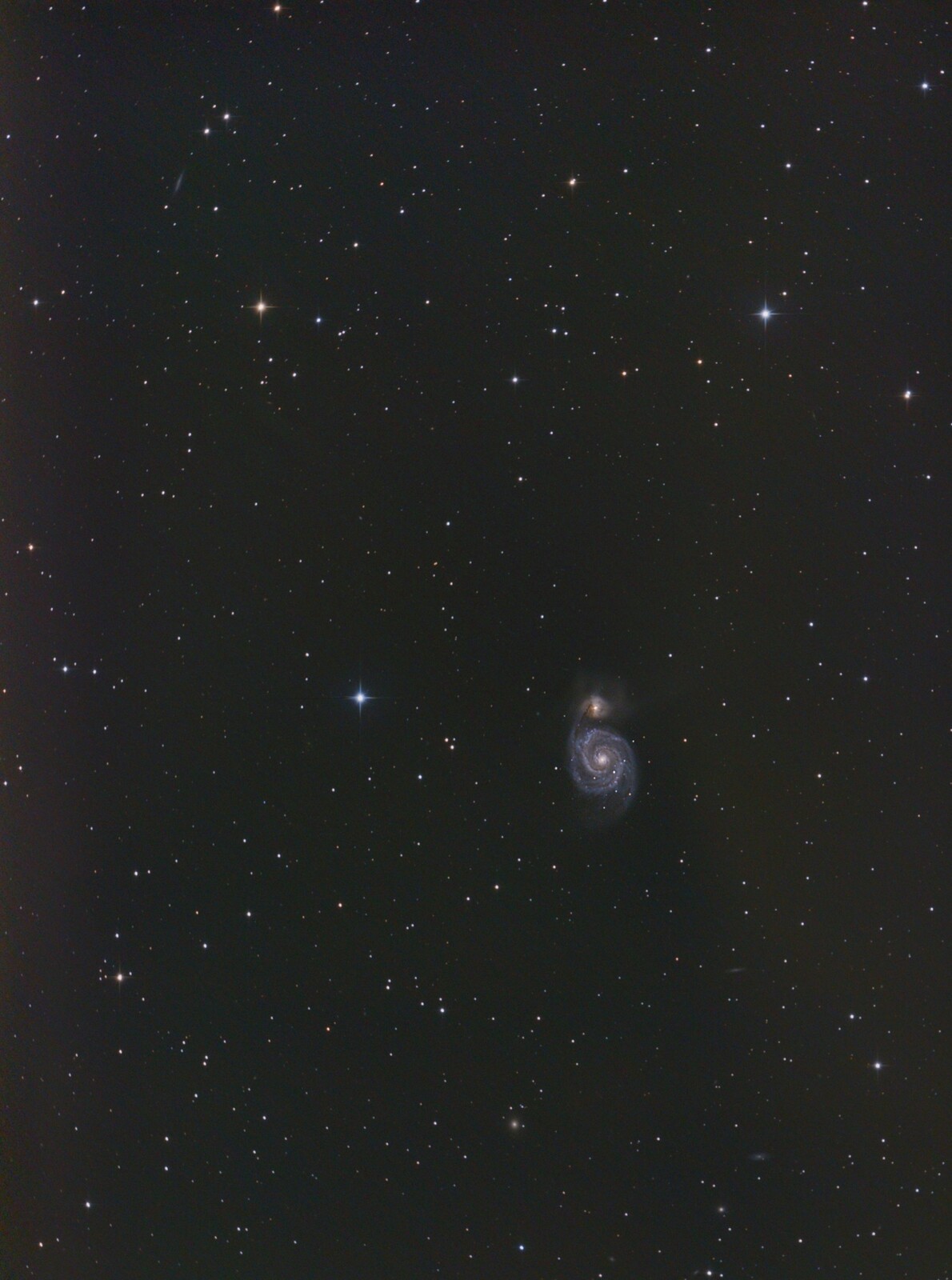 galaxy M51 from February 17th, 2018; 2x240x30sec; 2x 6" f/4 newtonian parallel; mod. Canon 1100d, 750d; uv_ir filter;