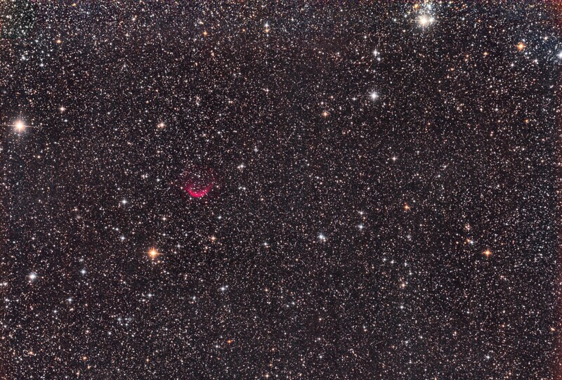 PN Simeis22 or Sh2-188 in Cassiopeia from Septembre 4th, 2023; 167x32sec; uv_ir filter; + 3x8min with IDAS V4-filter; 6" f/4 Newt. at f/3; mod. Canon 77d; the full field with NGC 457