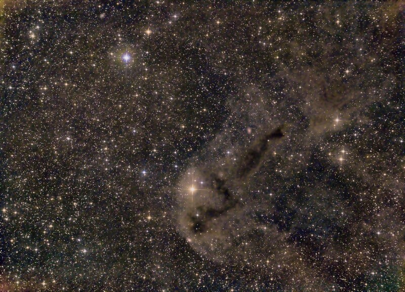 dark nebula LDN 1251 "anglerfish nebula" or "rotten fish" im Cepheus: 6" f/4 Newt at f/3; mod. Canon 77d; 430x30sec; uv_ir filter; bortle 6-7;from September 24th, 2023;