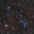 reflexion nebulae: right IC 2169 = IC 447, top left IC 446, bottom left NGC 2245 + NGC 2247: 6" newt at f/3; mod. Canon 77d; l-pro filter; 195x30 sec; from January 9th, 2024;