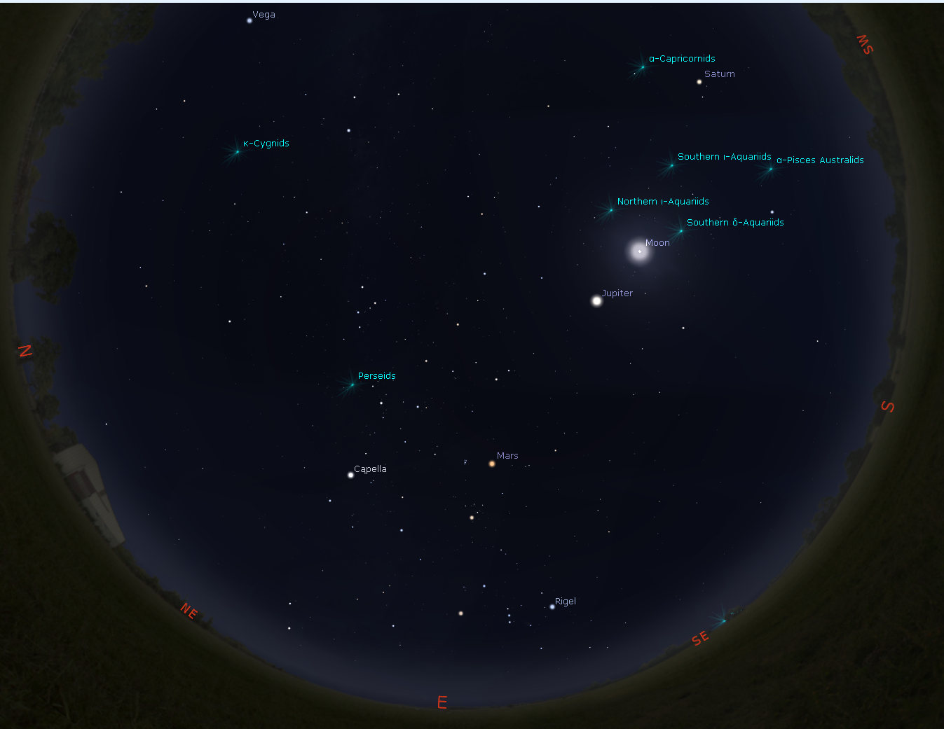Stellarium Sky 2022 08 14 4am Jupiter And moon closeness.