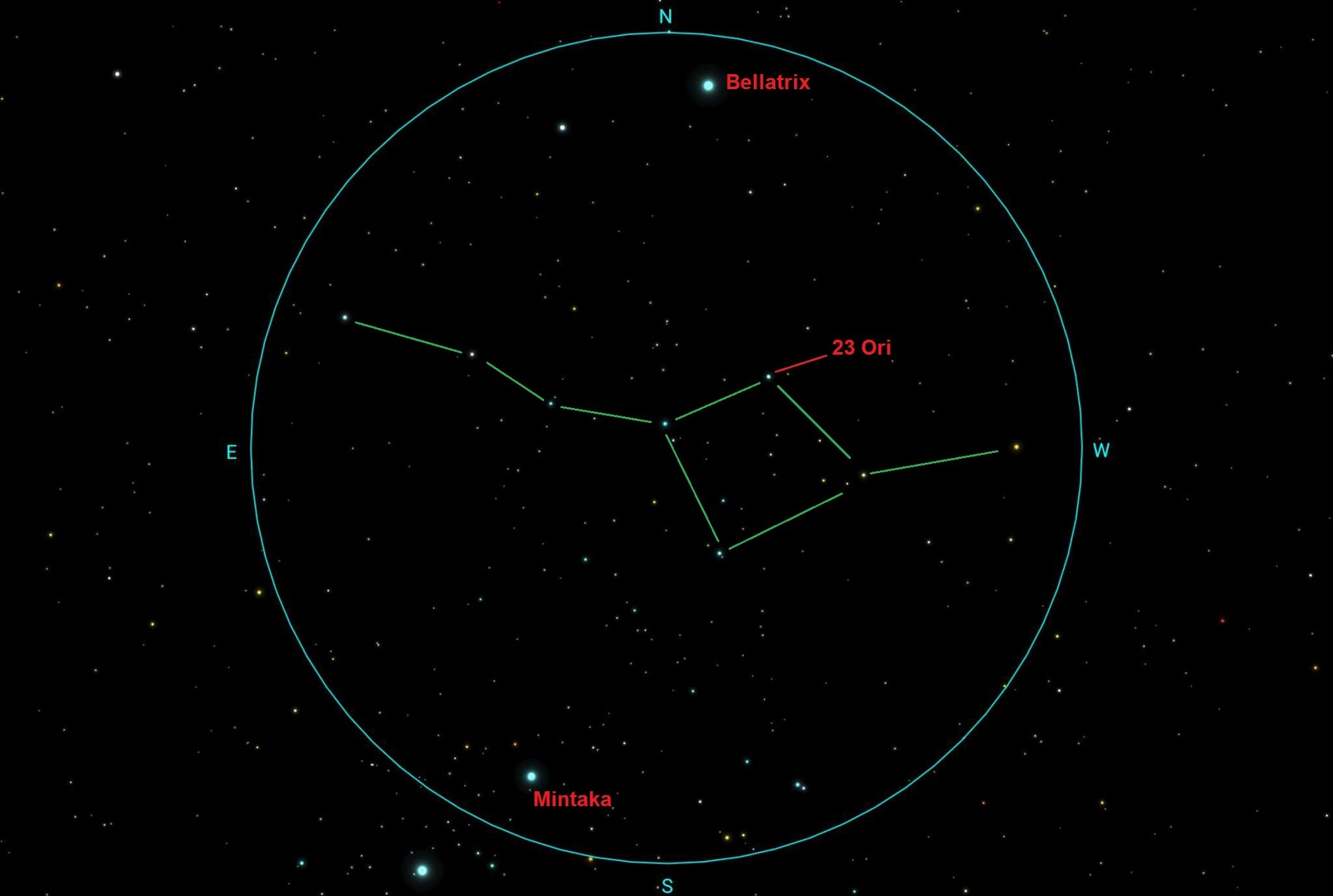 Orion 8x42 left torso asterism