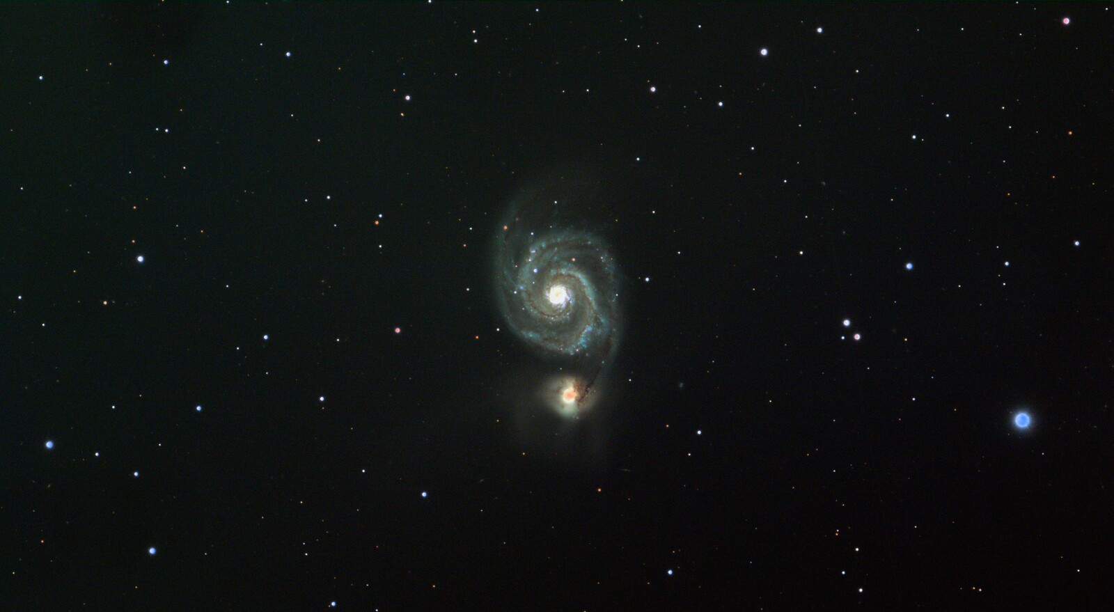 M51 And NGC5195,2022 07 16, 32x300L, EQMod Mount, ZWO ASI183MC Pro stacked