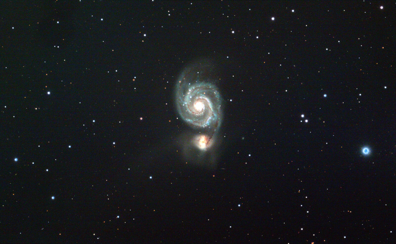 M51 And NGC5195, 2022 06 23, 24x300L, EQMod Mount, ZWO ASI183MC Pro stacked