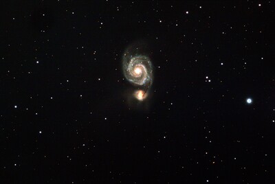 M51 And NGC5195, 2022 06 19, 12x300L, EQMod Mount, ZWO ASI183MC Pro stacked sith a TSA120 and UHC