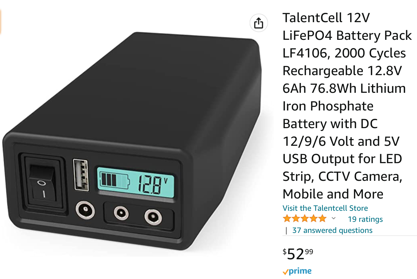 12/9/6 Volt TalentCell Battery + USB