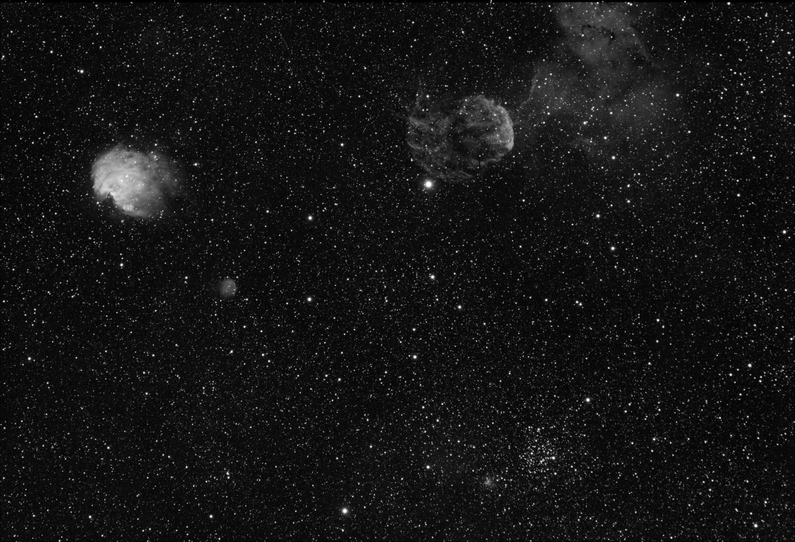 IC443, NGC2174, M35, NGC2158, Cr89 70 frames 4200s (70m) (H alpha)