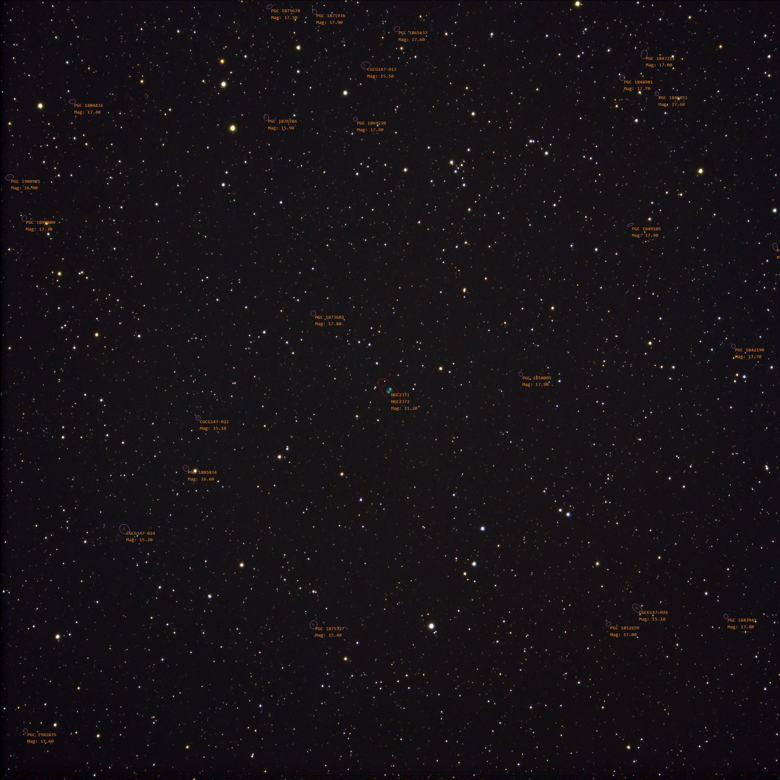 NGC2371,NGC2372 (Gemini Nebula) 79 frames 2370s (UV IR) WithAnnotations
