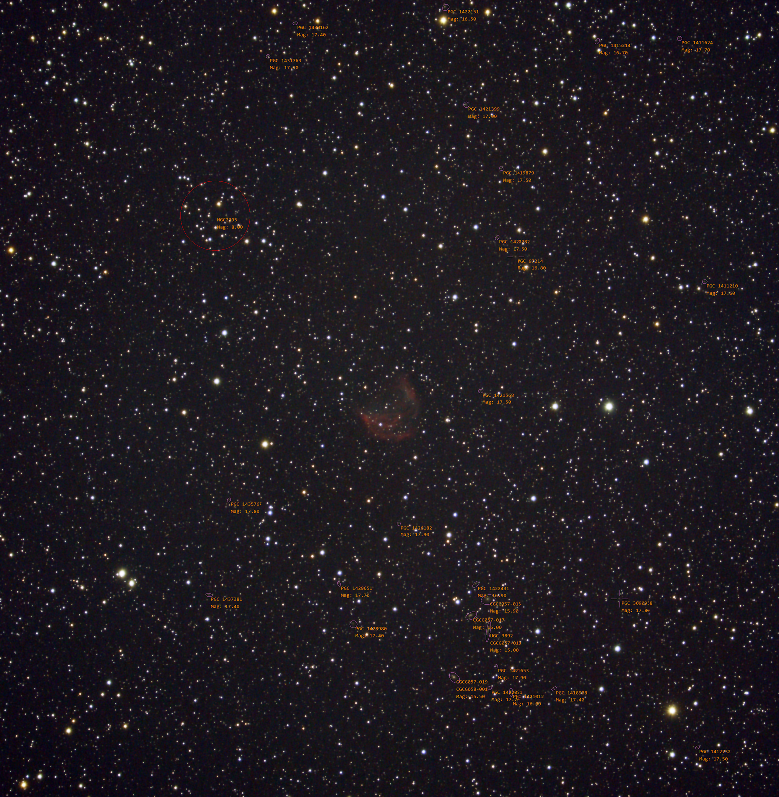 Abell 21, NGC2395 76 frames 2280s (UV IR) WithAnnotations