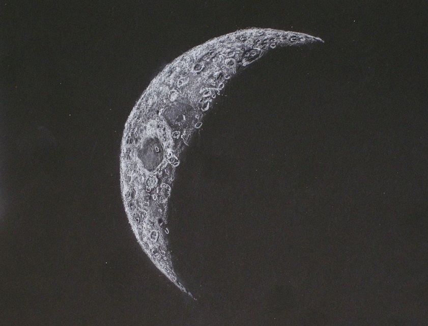 Moon Sketch 4 Day Old Waxing Crescent Moon