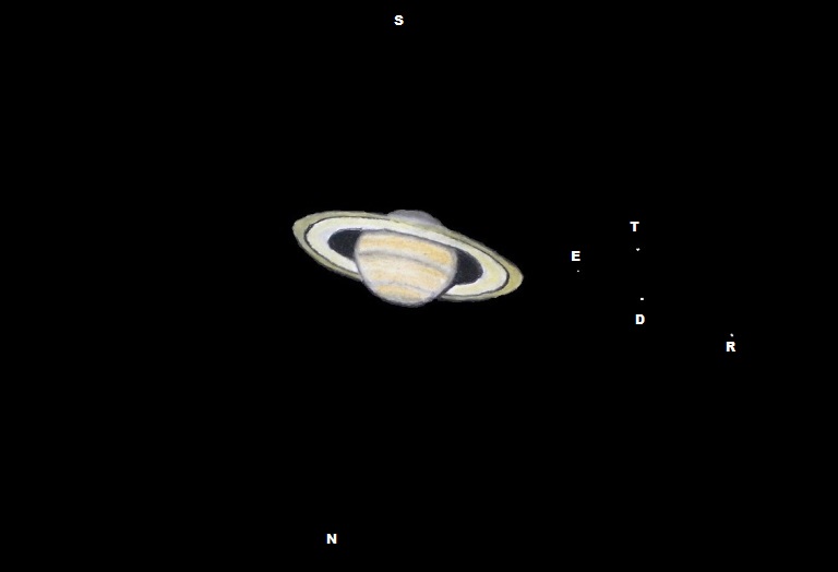 Saturn with 4 nearby Moons 9/9/2021