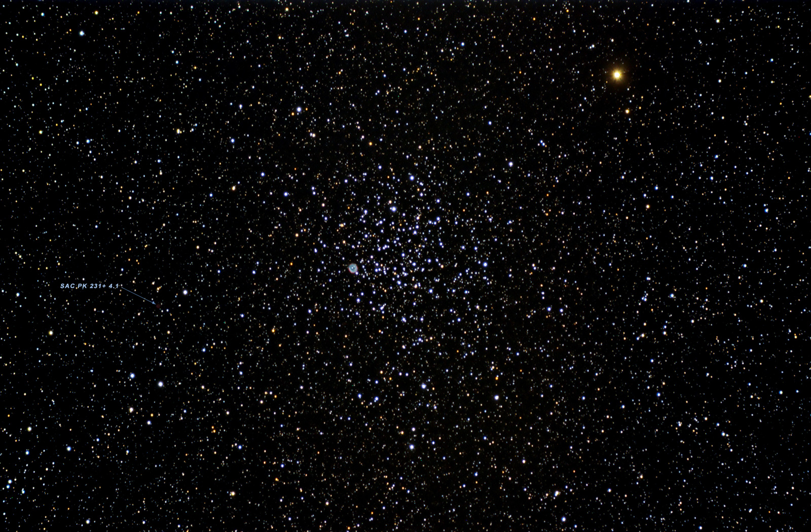 Open Cluster M46 with Planetary Nebula NGC2438