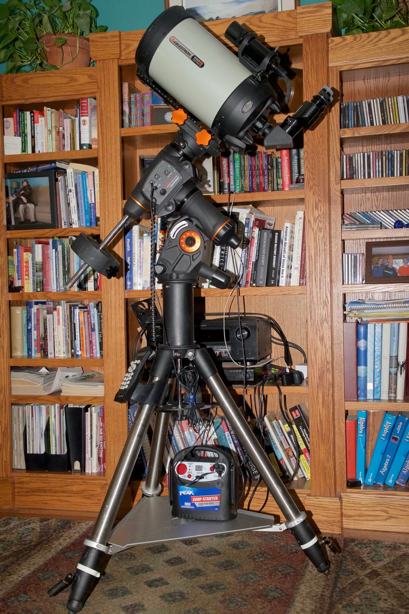C8 edge on a CGEM mount with a pier extension and a tripod spreader.