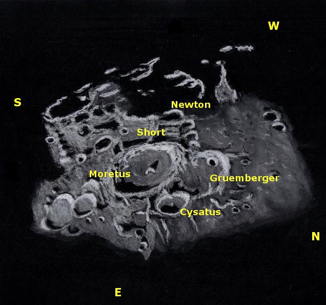 Southern Highland Craters : Moretus, Short, Cysatus, Gruemberger, Newton