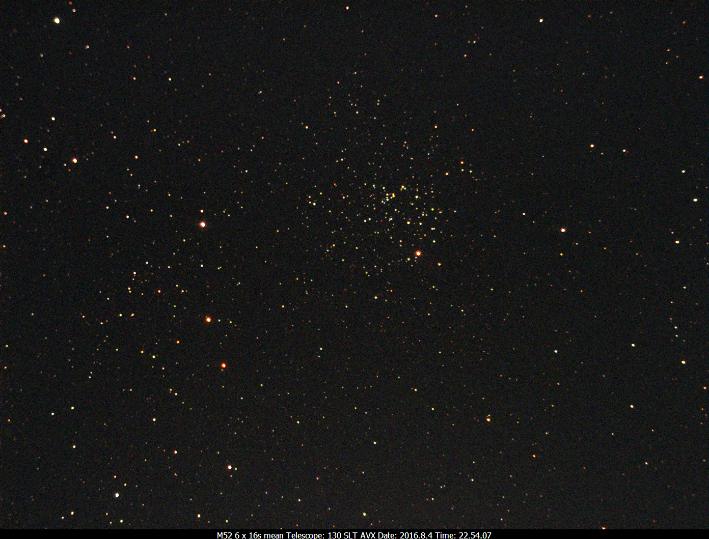 M52 6x16s 2016.8.4 22.54.07 130SLT on AVX & Ultrastar-C with Optolong CLS CCD filter