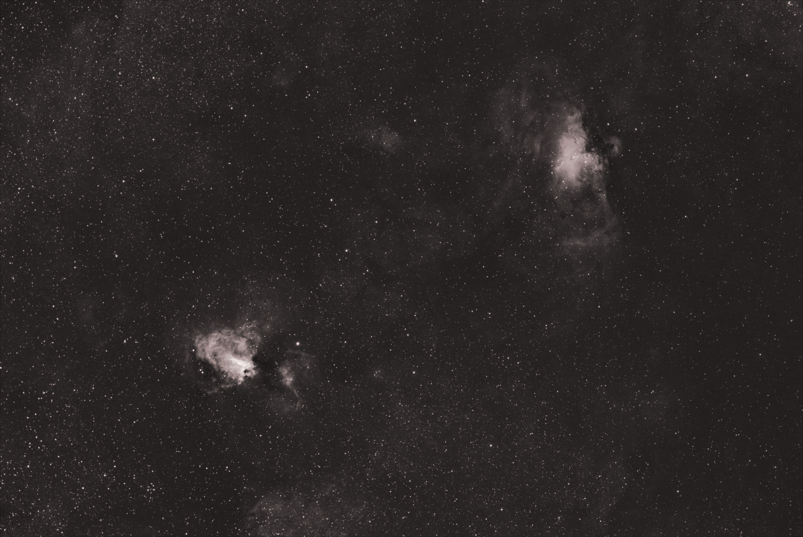 Swan & Eagle Nebulas in H-alpha