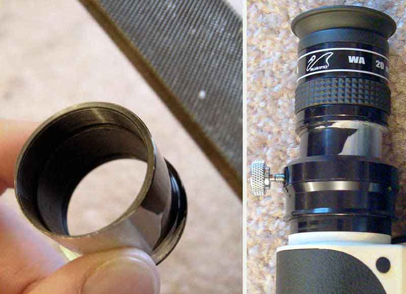 binoviewer eyepiece modification, 2nd of 3 images
