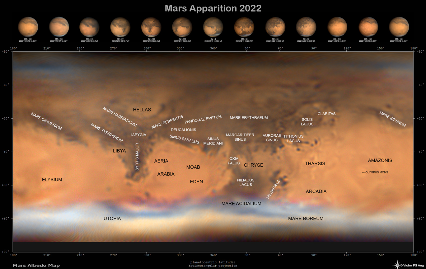 Mars 2022 Albedo Map with Annotation