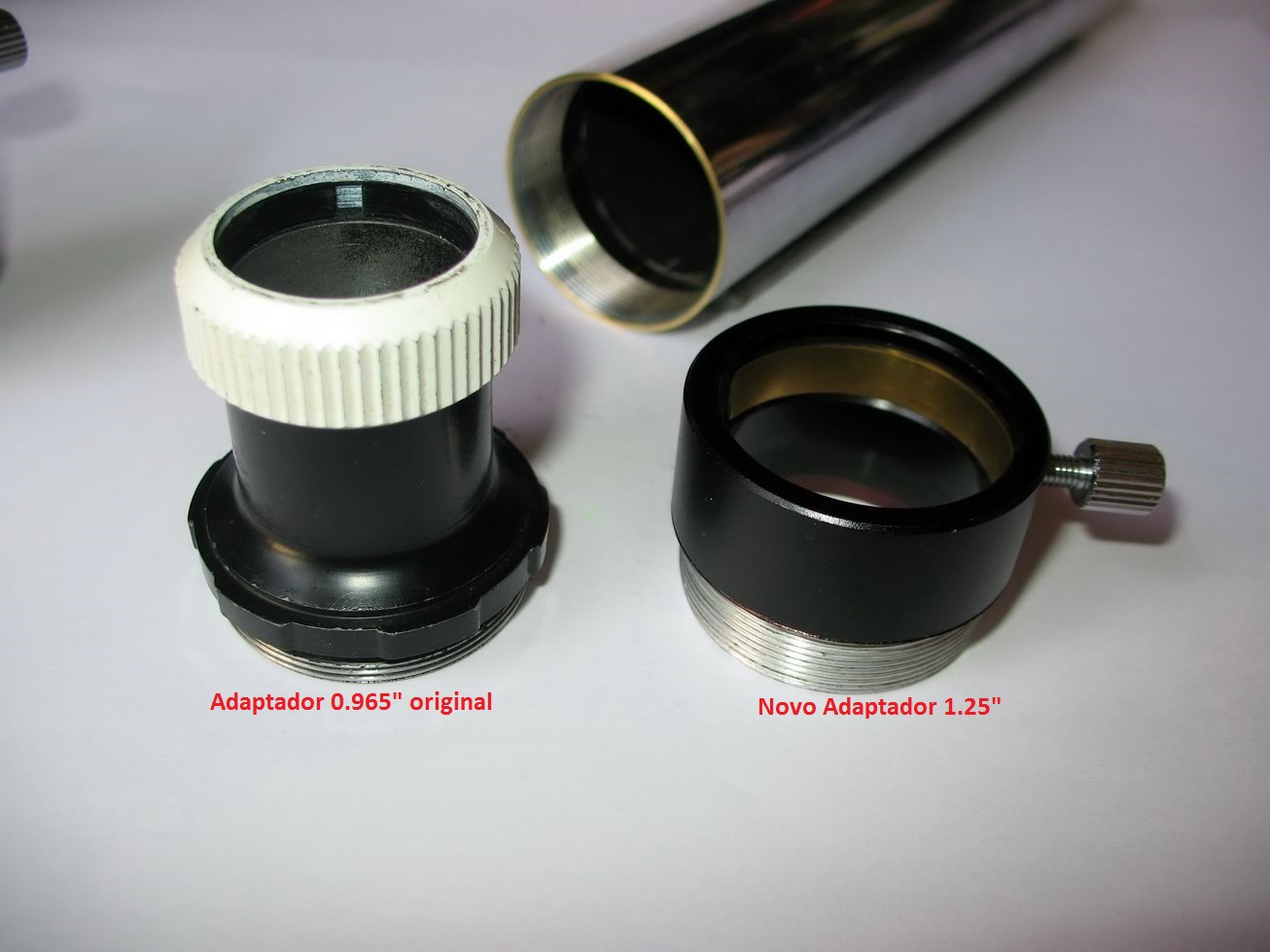 1.25" eyepiece - focuser adapter for vintage refractors with 0.965" original ep