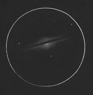 April 2021 Sketching Contest Winner: Messier 104 (Sombrero galaxy) in Virgo by Raul Leon