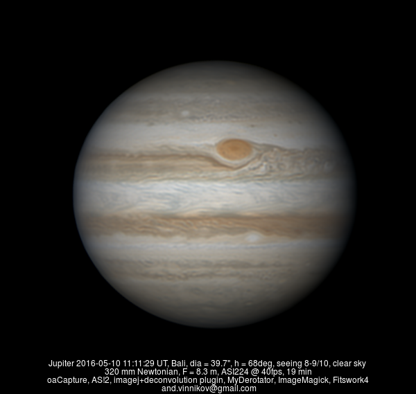 Jupiter 2016-05-10 from Bali - Major & Minor Planetary Imaging - Cloudy ...