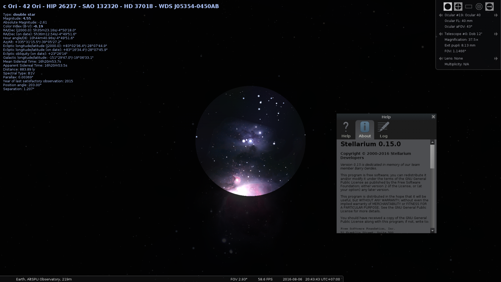 stellarium astronomy software program