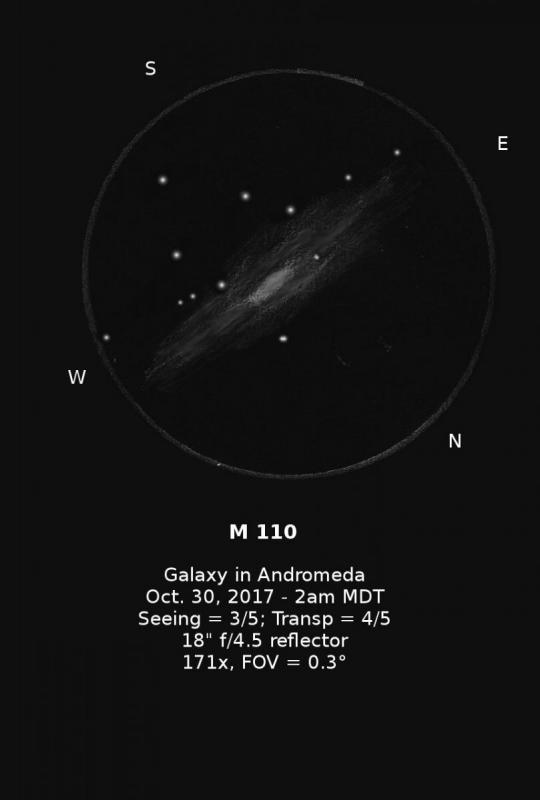 M 110 Galaxy in Andromeda - Sketching - Cloudy Nights